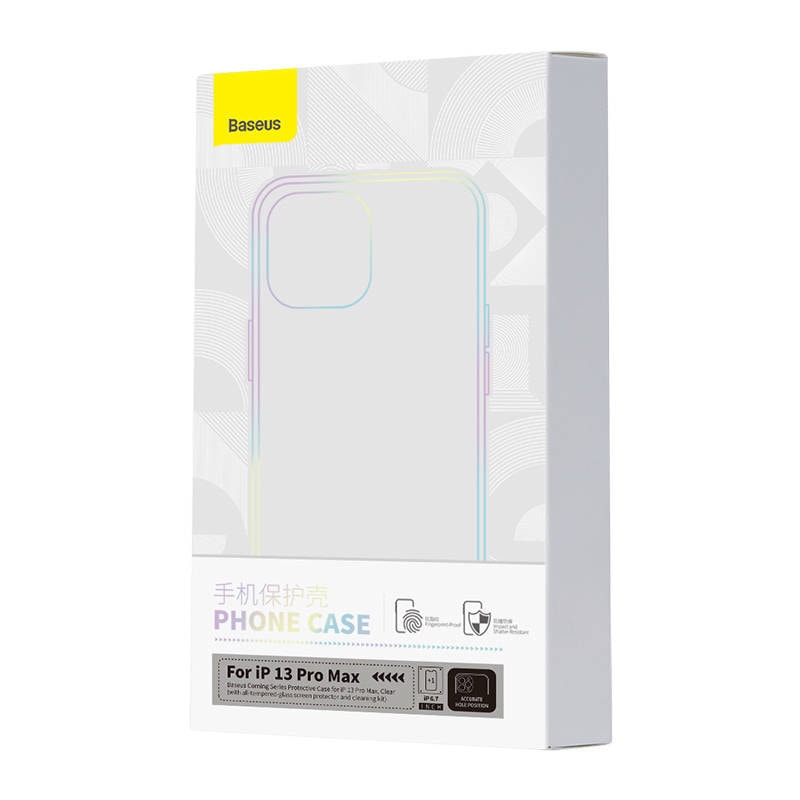 Gennemsigtigt etui og sæt med hærdet glas Baseus Corning til iPhone 13 Pro Max