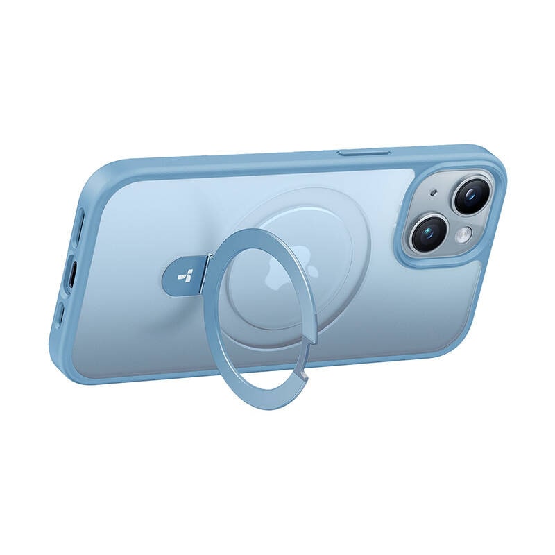 Torras mobiltaske Ostand Matte til iPhone 15 (marineblå)