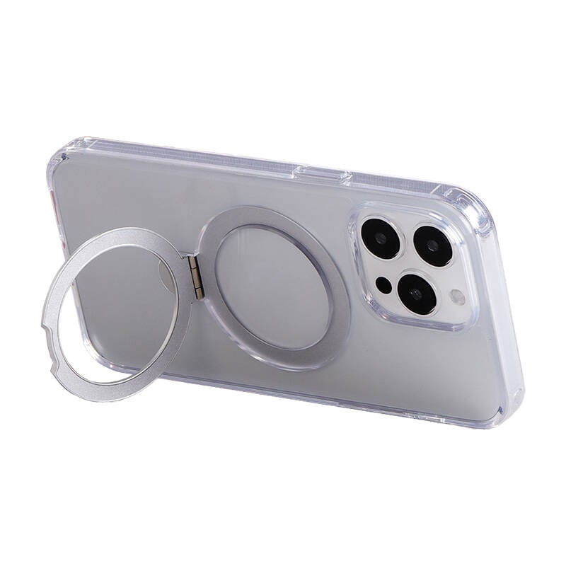Magnetisk beskyttende telefonetui med holder Joyroom JR-BP004 til iPhone 15 (gennemsigtig)