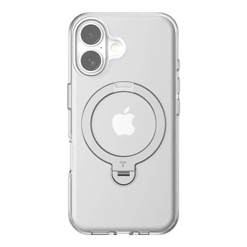 Torras Ostand Spin-etui til iPhone 16 Plus (gennemsigtig)