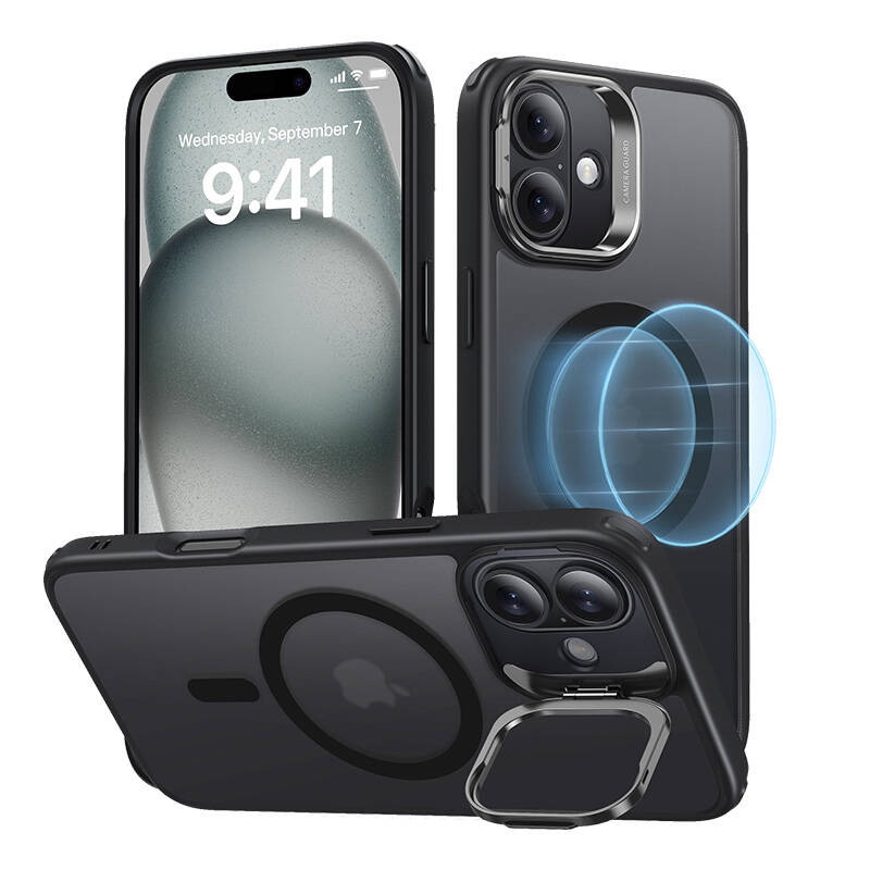 Classic Hybrid (HaloLock) ESR-kasse med stativ til iPhone 16 (sort)