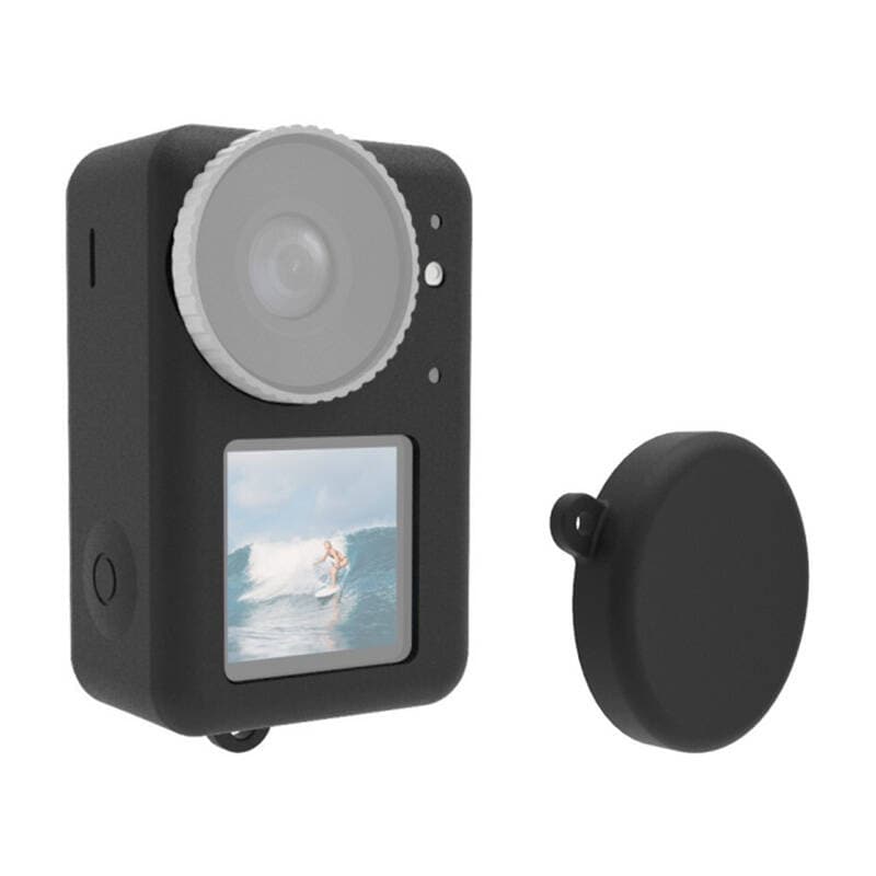Silikoneetui Puluz til DJI Osmo Action 3 / 4 / 5 Pro med linsedæksel (sort)