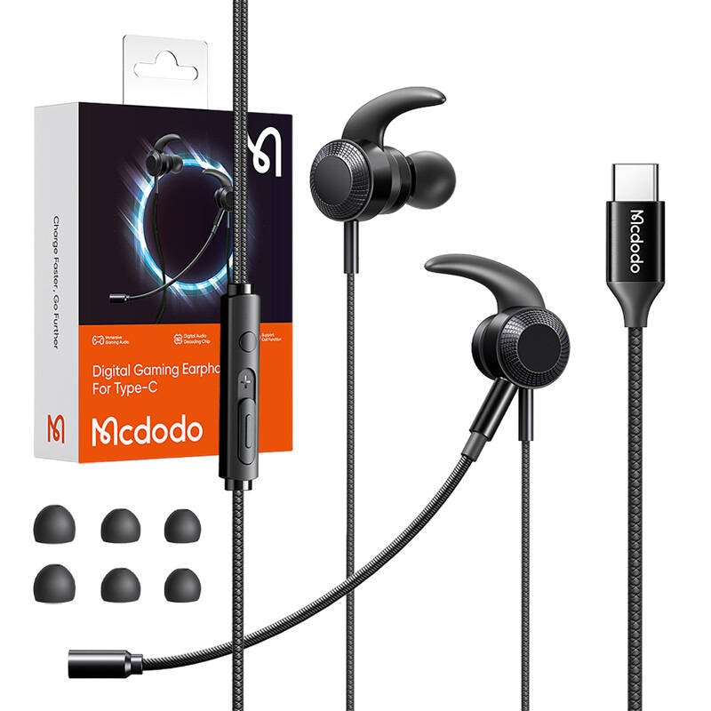 Mcdodo HP-1340 gaming-hovedtelefoner med mikrofon, USB-C (sort)