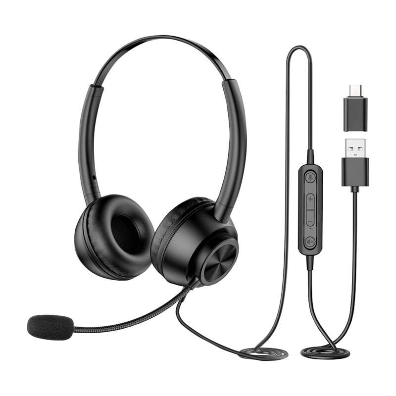 Headset med ledning og mikrofon New Bee H368