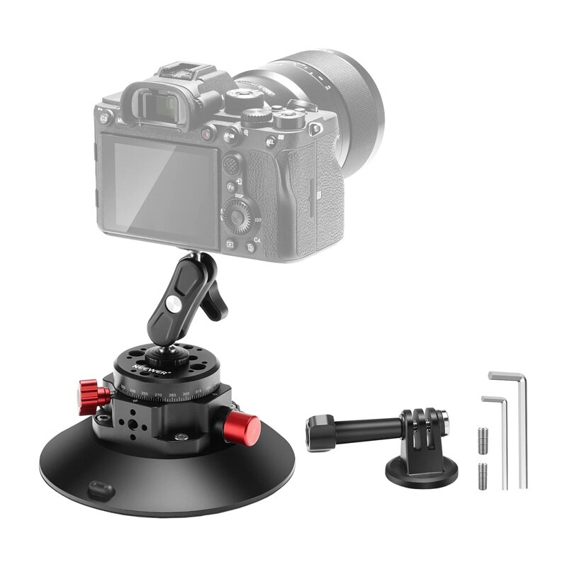Montering med sugekop 1/4 tomme Neewer CA013 til sportskameraer (DJI Action, GoPro, Insta360)