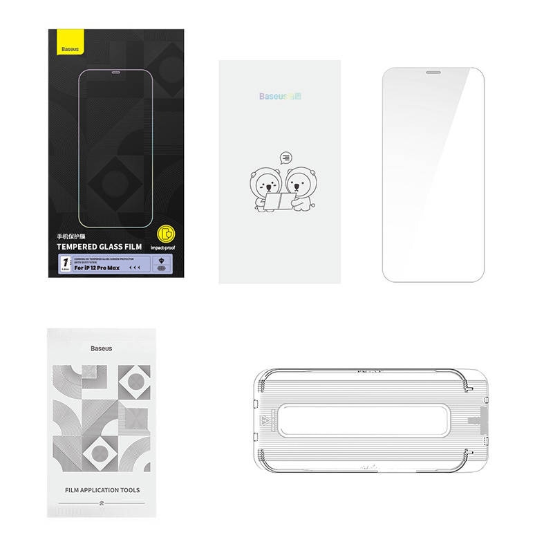 Hærdet glas Baseus 0,4 mm Iphone 12 Pro MAX + rengøringssæt