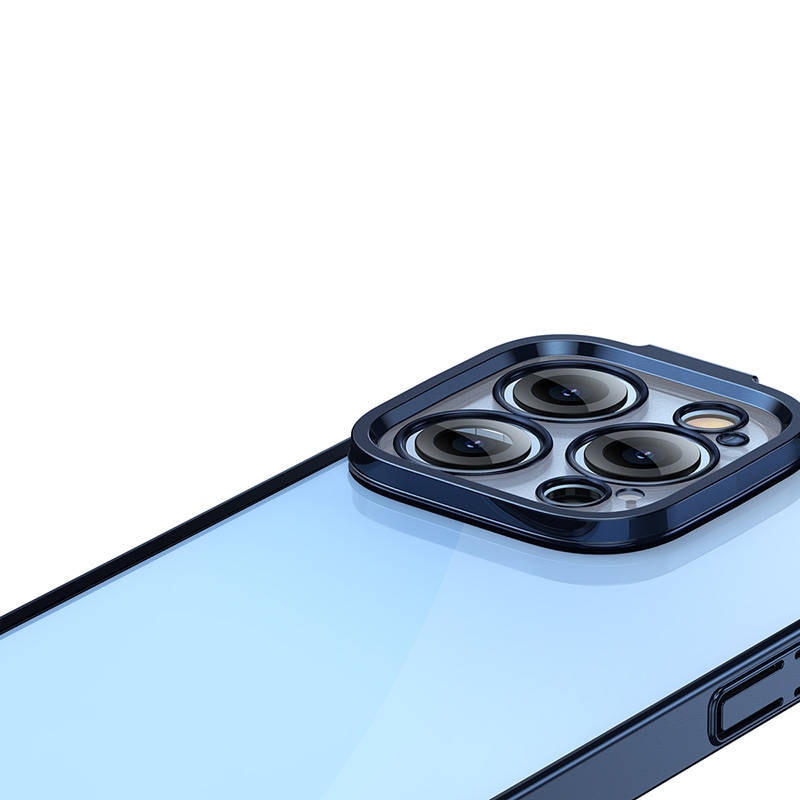 Baseus Glitter gennemsigtigt etui og hærdet glas sæt til iPhone 14 Pro (blå)