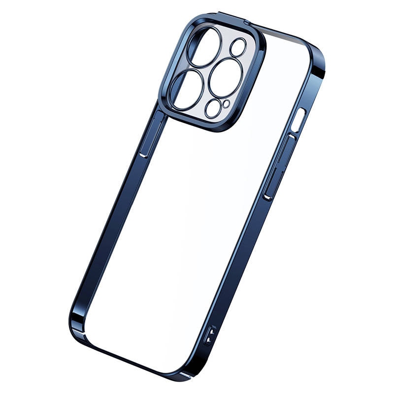 Baseus Glitter gennemsigtigt etui og hærdet glas sæt til iPhone 14 Pro (blå)