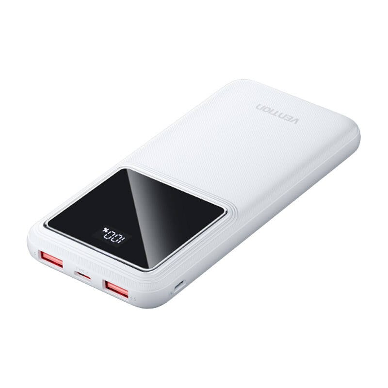 Powerbank, Vention, FHKW0,10000mAh, Micro-USB, USB-C, 2xUSB-A, 22.5W (hvid)
