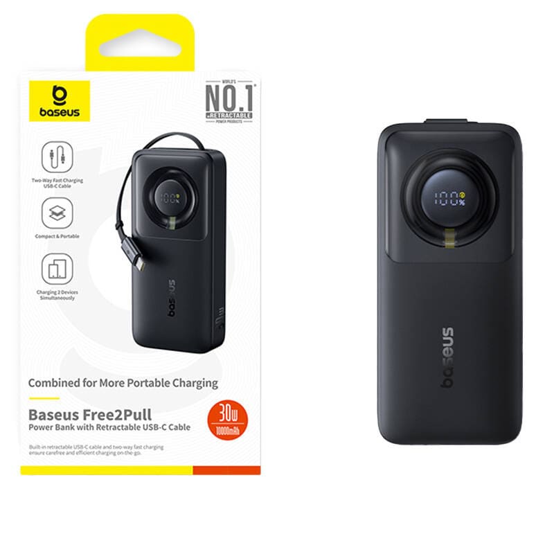 Powerbank Baseus OS Free2Pull 10000mAh 30W +kabel (sort)