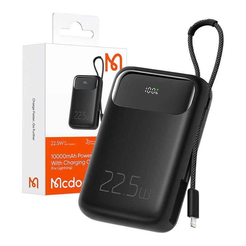 Powerbank Mcdodo MC-3253 10000mAh, 22,5W, til lys (sort)