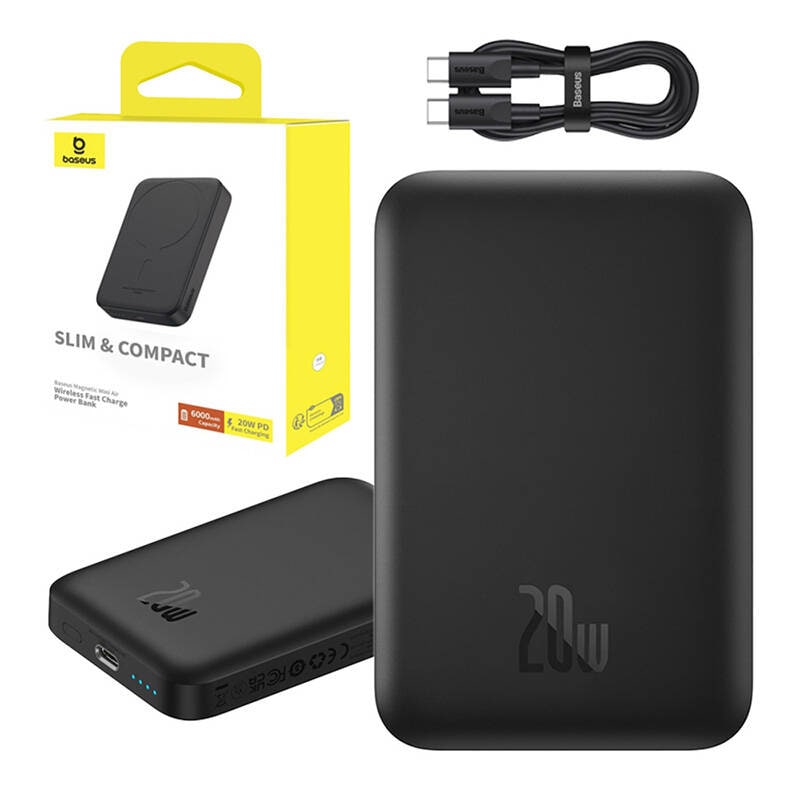 Mini trådløs powerbank 20W Baseus (sort)