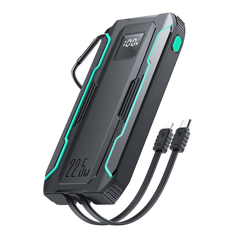 Powerbank Joyroom JR-L017 10000mAh, 22,5W, med Lightning + USB-C-kabel (sort)