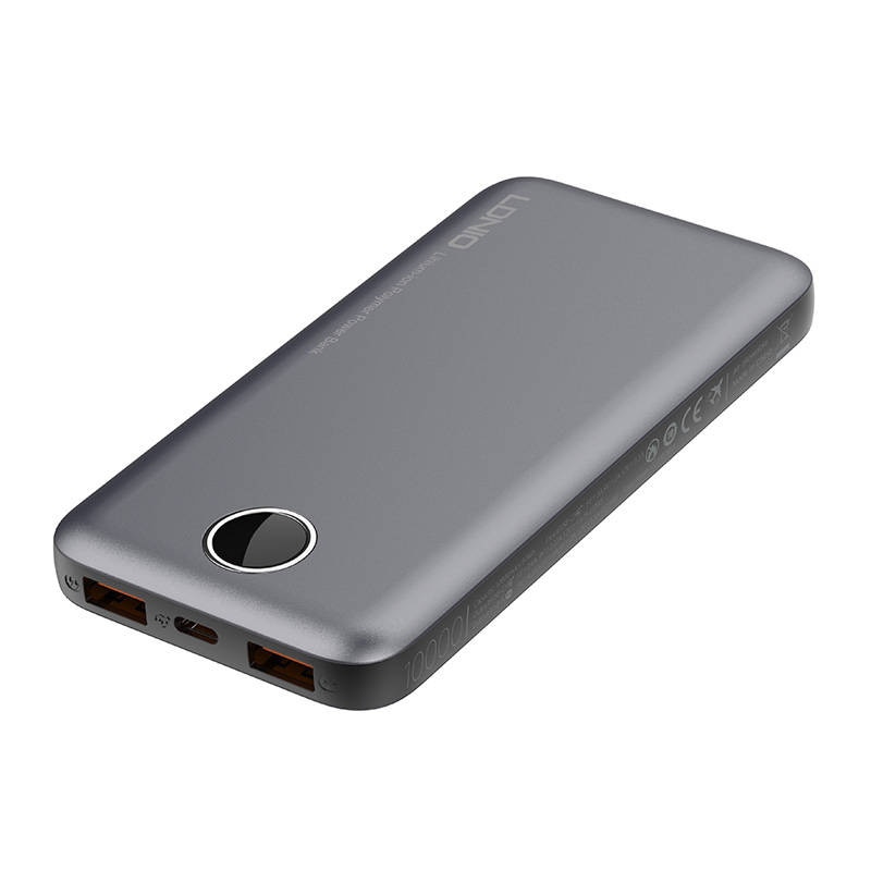 Powerbank LDNIO PQ10, 2xUSB, 22,5W, 10000mah (Grå)