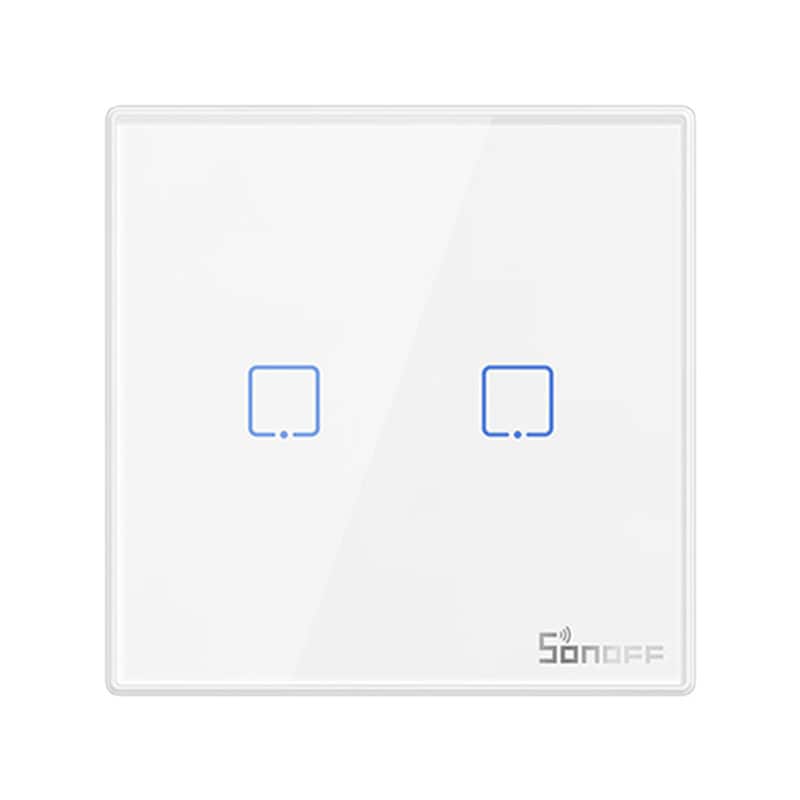 Smart trådløs vægkontakt Sonoff T2EU2C-RF 433MHz (2-kanals)