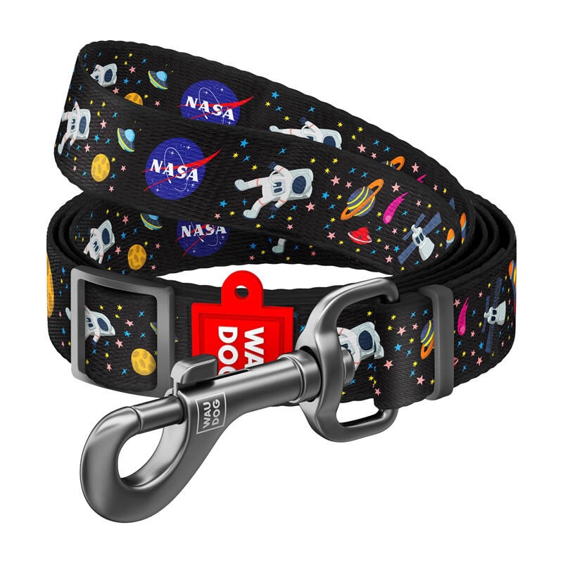 Waudog hundesnor i nylon, mønster "NASA21", bredde 20 mm, længde 122 cm.