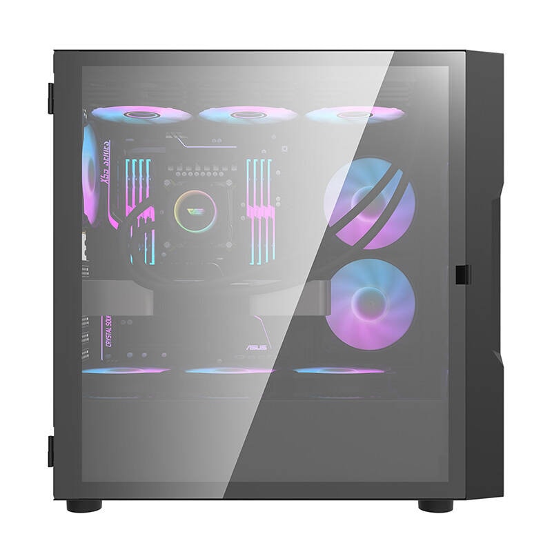 Darkflash DK431 Computerkabinet af glas (sort) + 4 RGB-blæsere