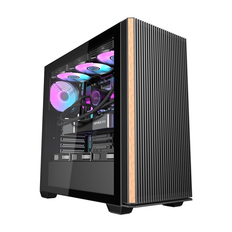 Darkflash DS900WS computerkabinet (sort) + 4 blæsere