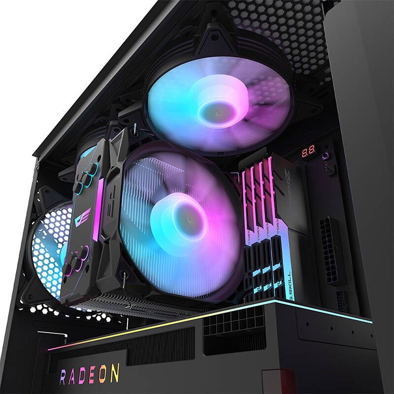 Darkflash DK352 Plus computerkabinet (sort) + 4 RGB-blæsere