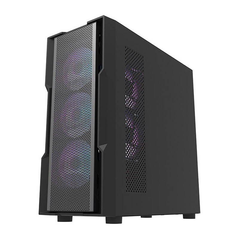 Darkflash DK431 Mesh-computerkabinet (sort) + 4 ARGB-blæsere