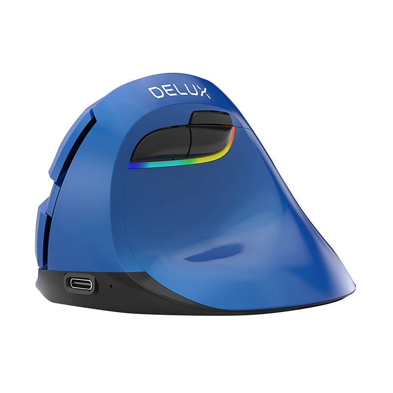 Trådløs lodret mus Delux M618Mini BT4.0 + 2.4Ghz 4000DPI RGB (blå)