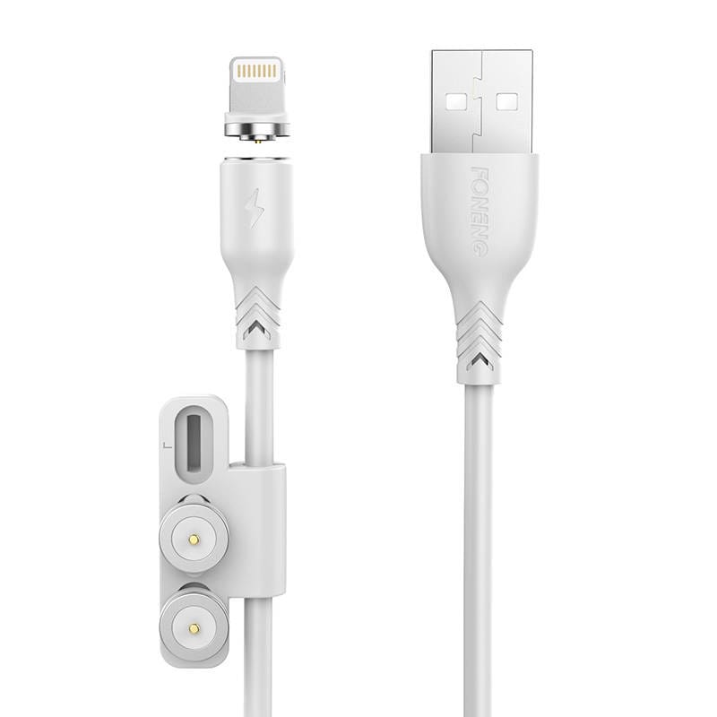 Foneng X62 Magnetisk 3in1 USB til USB-C / Lightning / Micro USB-kabel, 2,4A, 1 m (hvid)