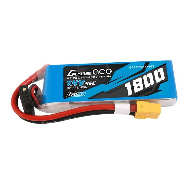 GensAce G-Tech LiPo 1800mAh 7.4V 45C 2S1P XT60 batteri