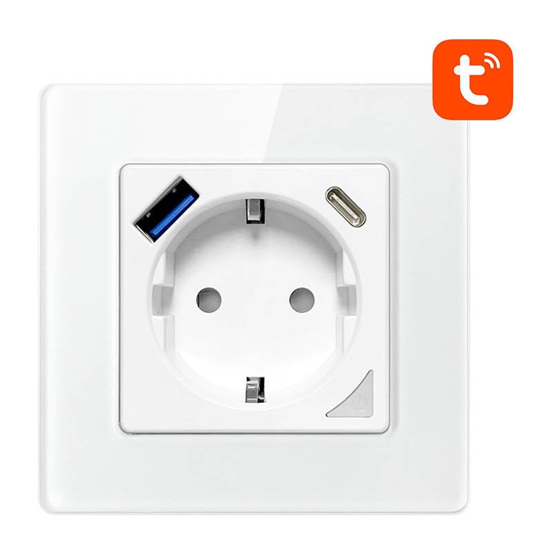 Smart WiFi-vægstik Avatto N-WOT10-USB-W TUYA USB USB-C (hvid)