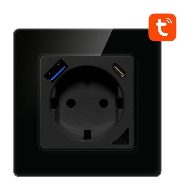 Smart WiFi-vægstik Avatto N-WOT10-USB-B TUYA USB USB-C (sort)