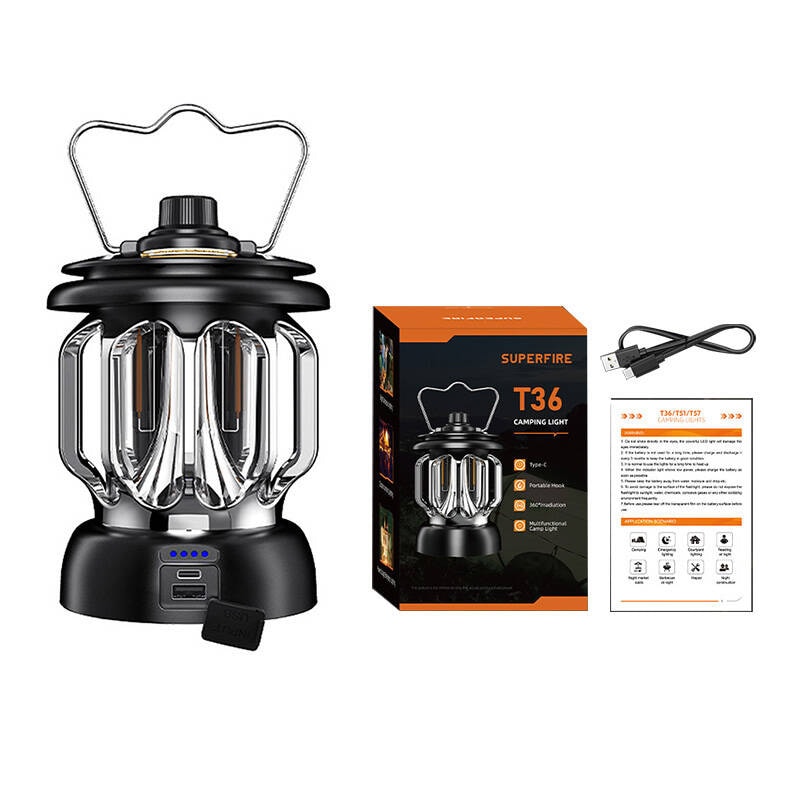 Superfire T36 campinglampe, USB-C, 3 tilstande