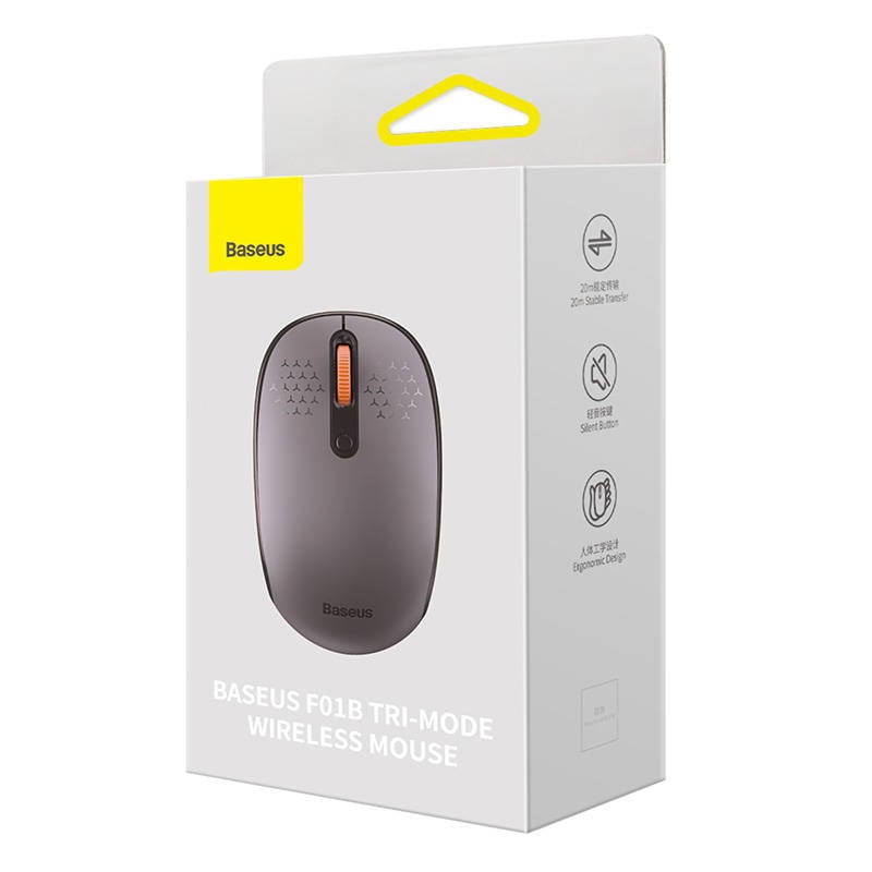 Trådløs mus Baseus F01B Tri-mode 2.4G BT 5.0 1600 DPI (frostet grå)