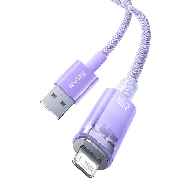 Hurtigopladningskabel Baseus USB-A til Lightning Explorer Series 1m 2.4A (lilla)