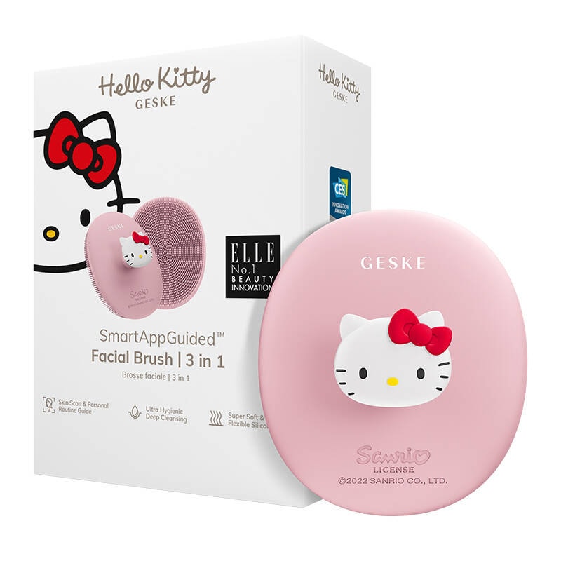 Ansigtsrensebørste 3i1 med håndtag Geske med APP (Hello Kitty pink)