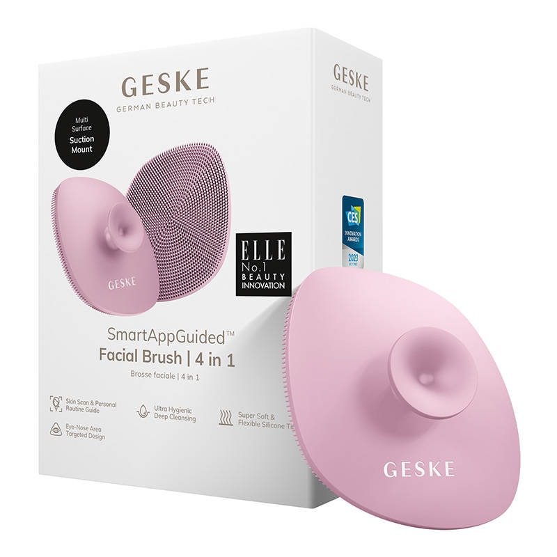 Ansigtsrensebørste 4i1 med håndtag Geske med APP (pink)