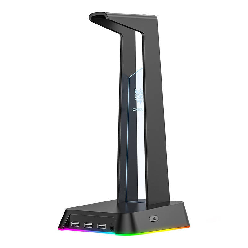 ONIKUMA hovedtelefonstativ med RGB og USB-hub – Sort