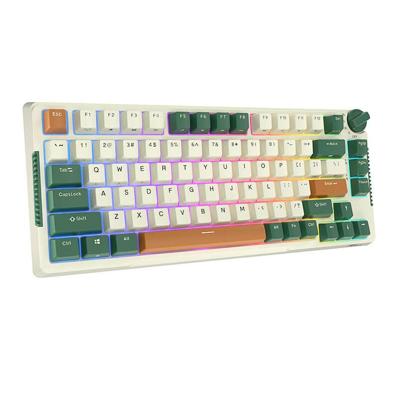 Royal Kludge RKH81 RGB trådløst mekanisk tastatur, Sky cyan switch (grøn) (QWERTY)