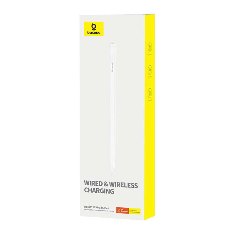 Aktiv stylus Baseus Smooth Writing Series med trådløs og kablet opladning (hvid)