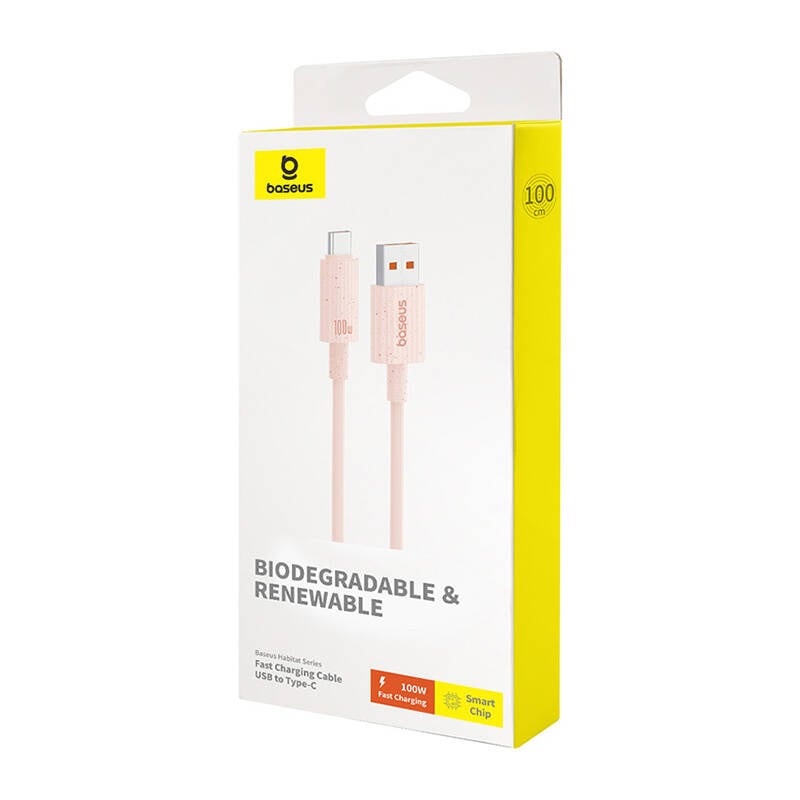 Hurtigopladningskabel Baseus USB til USB-C Habitat Series 1m 100W (pink)
