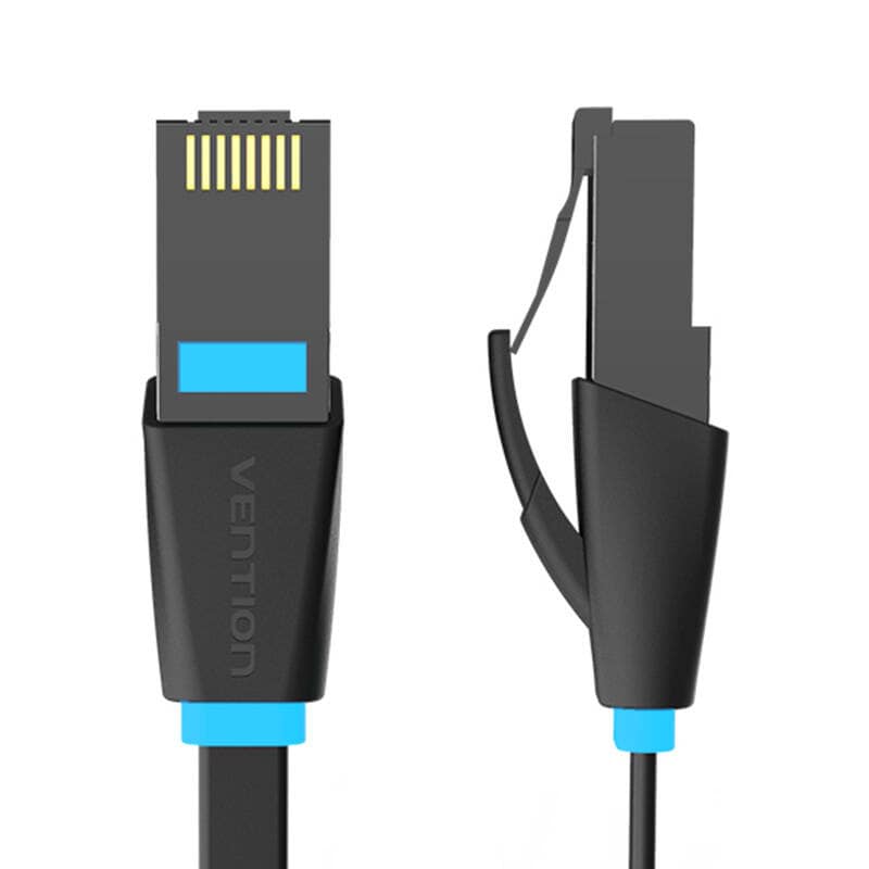 Fladt netværkskabel UTP CAT6 Vention IBJBF RJ45 Ethernet 1000Mbps 1m Sort