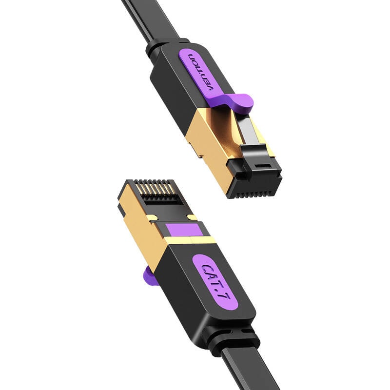 Fladt netværkskabel UTP CAT7 Vention ICABG RJ45 Ethernet 10Gbps 1,5m Sort