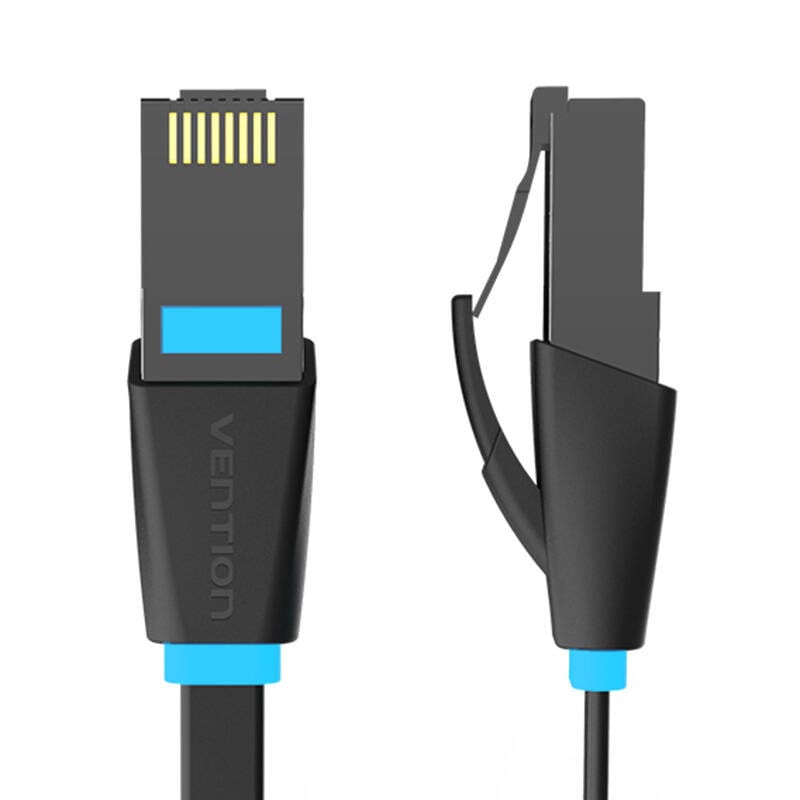 Fladt netværkskabel UTP CAT6 Vention IBJBX RJ45 Ethernet 1000Mbps 50m Sort