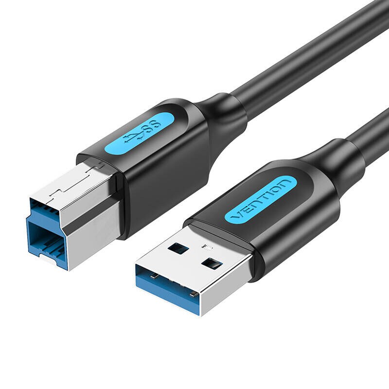 USB 3.0 A til B printkabel Vention COOBI 2A 3m Sort PVC