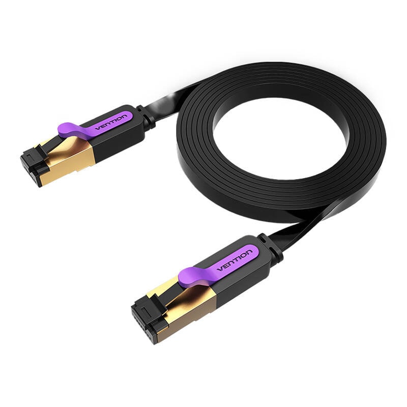 Fladt netværkskabel UTP CAT7 Vention ICABJ RJ45 Ethernet 10Gbps 5m Sort