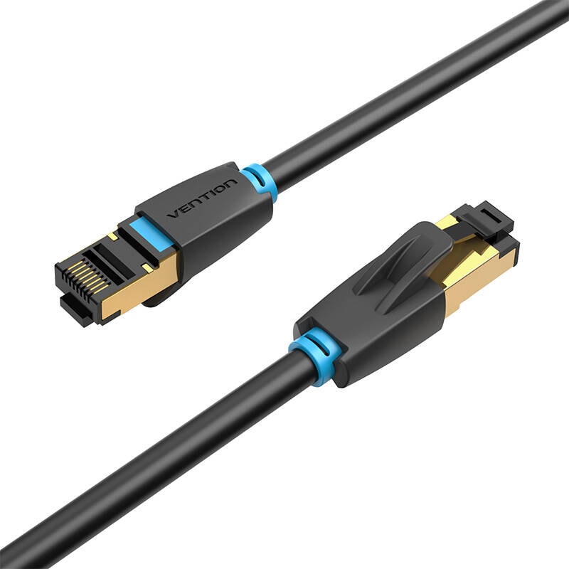 Netværkskabel CAT8 SFTP Vention IKABF RJ45 Ethernet 40Gbps 1m Sort