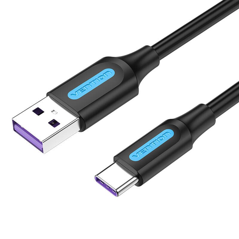 USB 2.0 A til USB-C-kabel Vention CORBI 5A 3m Sort PVC