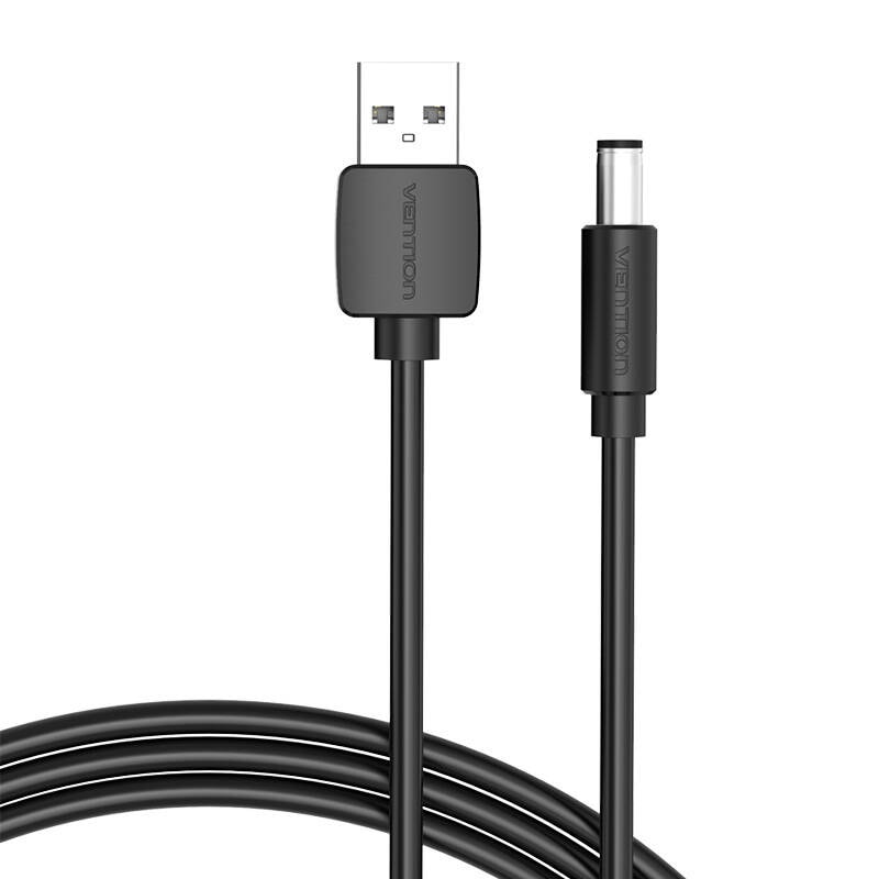 Strømkabel USB 2.0 til DC 5.5mm Barrel Jack 5V Vention CEYBF 1m (sort)