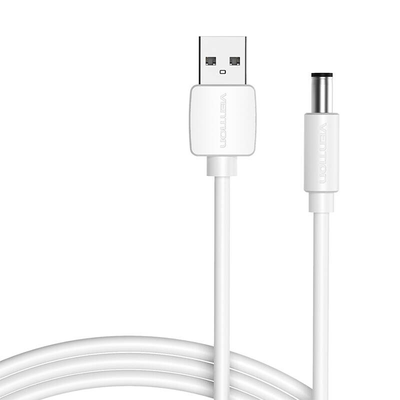 Strømkabel USB 2.0 til DC 5.5mm Barrel Jack 5V Vention CEYWG 1,5m (hvid)