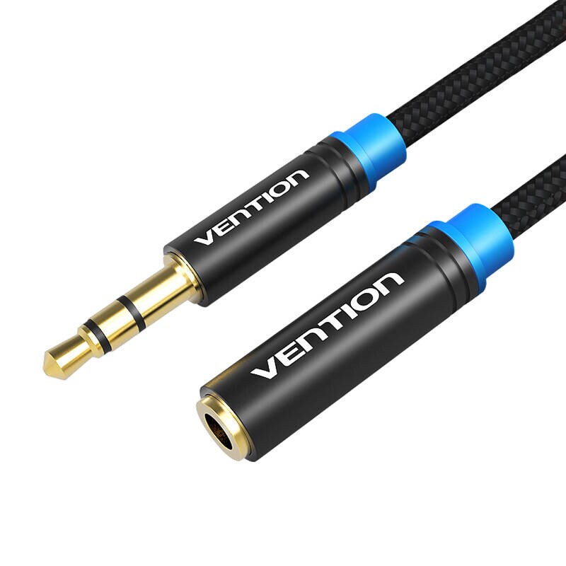 Flettet lydkabel 3,5 mm han-hun Vention VAB-B06-B500-M 5m Sort