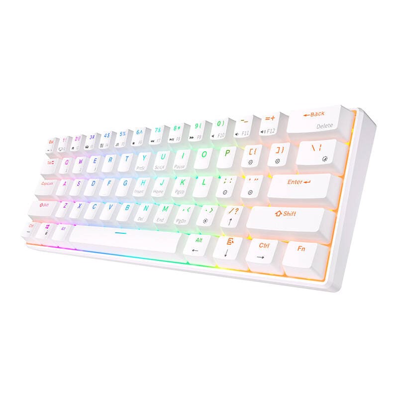 Royal Kludge RK61 RGB mekanisk tastatur, brun kontakt (hvid) (QWERTY)