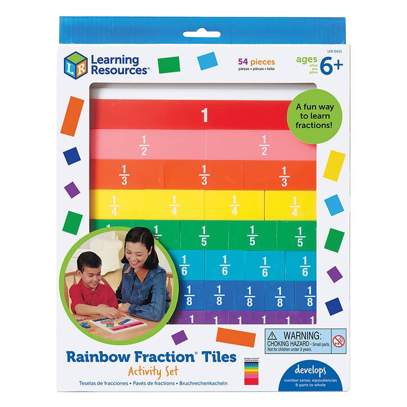 Rainbow Fraction Tiles med bakke Learning Resources LER 0615